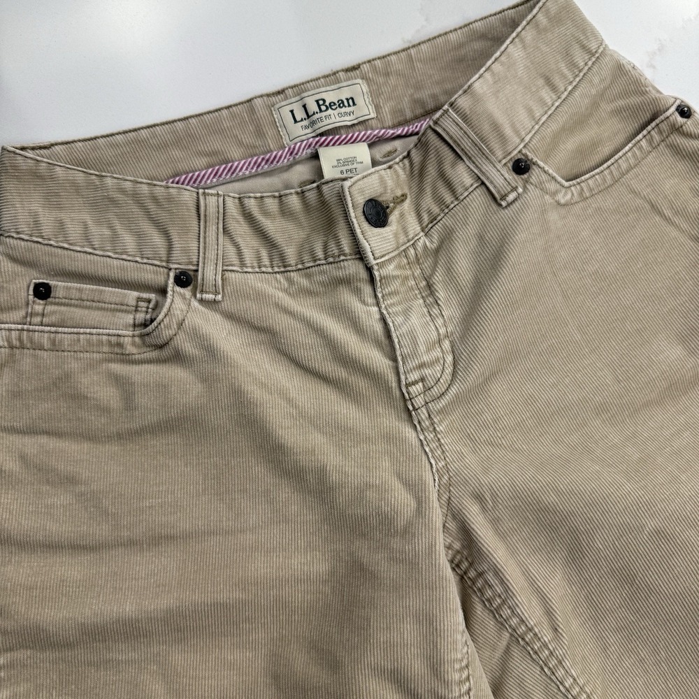 Vtg LL Bean Corduroy Pants Curvy Fit Tan Womens Size 6 Petite Preppy Academic